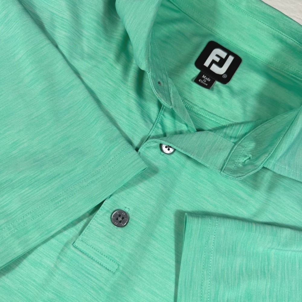 FootJoy Golf Polo Mens M Green Heathered Short Sleeve Performance EUC